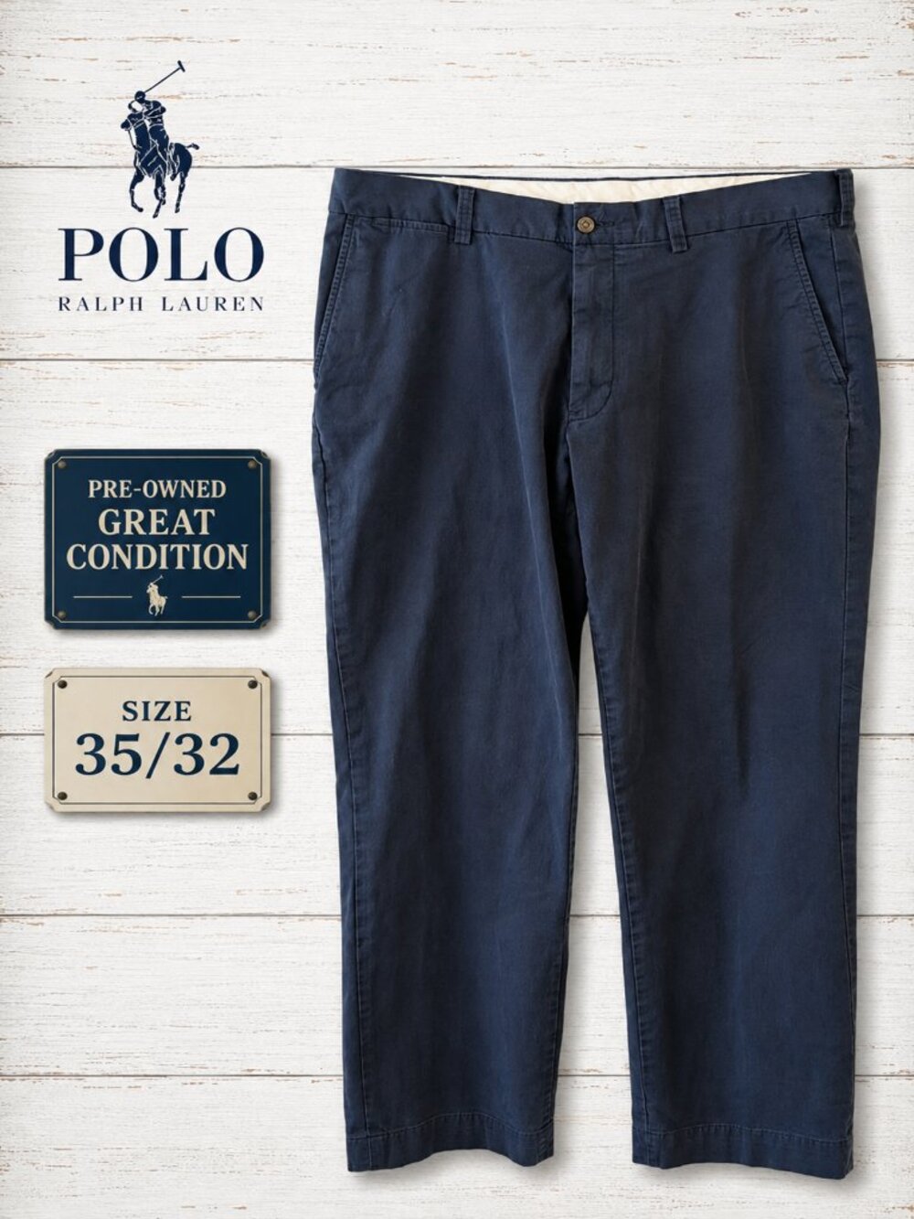 Polo Ralph Lauren Navy Chino Pants Size 35/32 RN41381